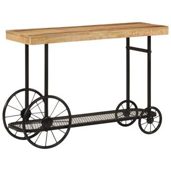 Mesa Consola Madera Maciza De Mango Y Hierro 112x36x76 Cm Vidaxl
