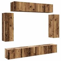 conjunto de mueble tv 6 uds  mueble de salon  mesa de tv montado la pared madera vieja