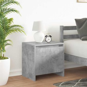 Mesita De Noche - Mueble Dormitorio - Madera Contrachapada - Gris Hormigón (45x34x44.5cm)