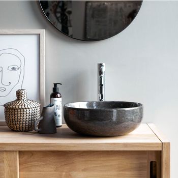 Lavabo redondo de mármol gris oscuro   33 cm