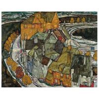 legendarte - cuadro lienzo impresion digital - crescent of houses ii island town - egon schiele - decoracion pared cm 80x100