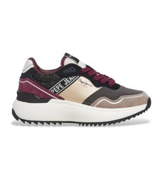 Pepe Jeans para mujer. PLS600028 Zapatillas de Piel Kimi City marrón (36), 3 a 5cm, Cordones, Casual