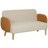 homcom sofa de 2 plazas tapizado en terciopelo con reposabrazos y patas de madera sofa pequeno carga 240 kg 130x74x76 cm crema