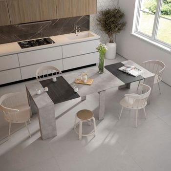 Consola extensible efecto madera cemento 262x90x77cm