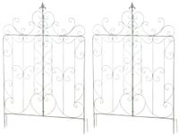 set de 2  reja para plantas en metal verde antiguo
