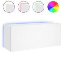 mueble de tv de pared con luces led blanco 100x35x41 cm vidaxl