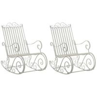 set de 2 mecedoras de hierro smilla metal blanco antiguo 90x56x94 cm clp