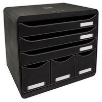 set de cajones escritorio maxi con 6 cajones negro brillante exacompta