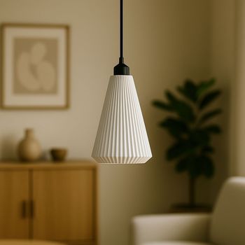 Lámpara De Techo Modelo Kai Blnn Blanco Cable De Seda Trenzado Negro Embellecedor Florón De Techo Negro Luz Led E27