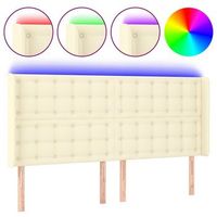 cabecero con led cuero sintetico color crema 203x16x118128 cm vidaxl
