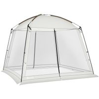 outsunny carpa de jardin 3x3 m para 6-8 personas con 4 mosquiteras y 2 puertas proteccion uv50 con bolsa de transporte blanco   aosom espana