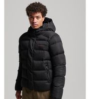 superdry para hombre m5011760a chaqueta acolchada de microfibra con capucha sports negro l casual poliester