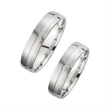 Alianzas oro blanco con diamante ancho 5 mm