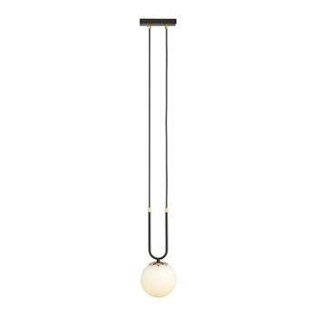 Lámpara colgante original negro y dorado con esfera de cristal