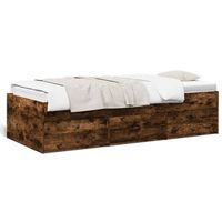 sofa cama con cajones sin colchon roble ahumado 100x200 cm vidaxl