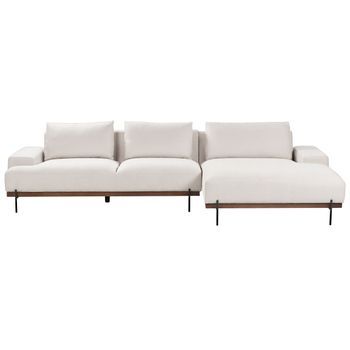 Sofá Esquinero De Tela 3 Plazas Estilo Minimalista Patas Metal Beige Izquierdo Mariferd