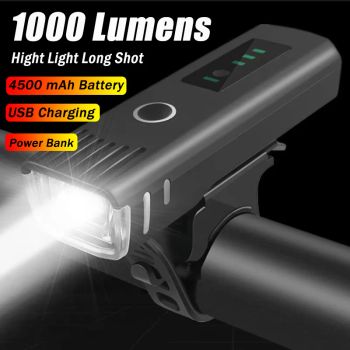 Luz delantera de bicicleta de 1000LM, linterna Led brillante para bicicleta, linterna para bicicleta recargable por USB, lámpara trasera para bicicleta de montaña, faro para ciclismo