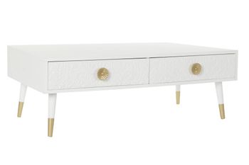 Mesa centro de mdf y madera de abeto en blanco 120x65x42cm