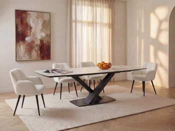Mesa de comedor cristal negro, blanco