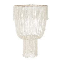 pantalla para lampara de techo con conchas blancas y beige