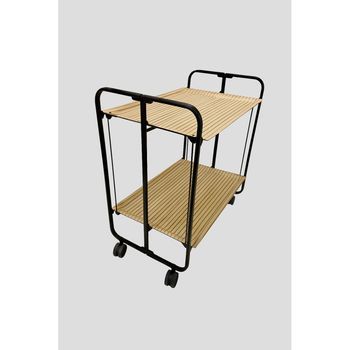 Carrito Auxiliar Plegable Bauhaus Negro Con Ruedas – 2 Niveles Y 4 Posiciones,,alistonado