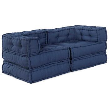 Unidad De Sofá Modular 2 Uds. Tela Añil 140 X 70 X 56 Cm Vidaxl