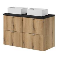 mueble bajo newport con lavabos rectangulares 4 cajones 100x71x40 cm - efecto roble  negro encasa