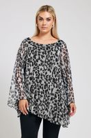 yours london blusa asimetrica gris estampado de leopardo mujer curvy y tallas grandes yours london