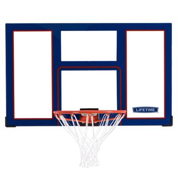 Tablero de Baloncesto Policarbonato Ultrarresistente con Aro 46 Cm, 121x5x75,5 Cm, Azul y Rojo