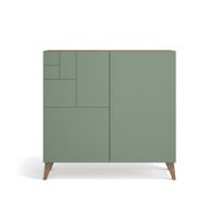 zapatero de melamina nogal puertas verde 87x90x27 cm