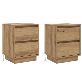 Pack 2 Uds Mesita De Noche | Armario De Noche | Mesa De Noche Roble Artesanal 39 X 34,5 X 50 Cm
