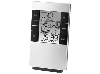 Estación meteorológica - Hama Termohigrómetro LCD TH-200, Previsión de la Temperatura y Humedad, Función Alarma, Plata