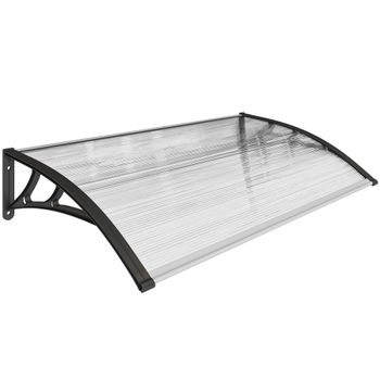 Outsunny Marquesina para Puertas y Ventanas 110x60 cm con Paneles de Policarbonato Barras de Aluminio Transparente