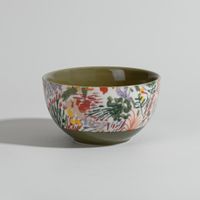 cuenco de ceramica con estampado vegetal multicolor