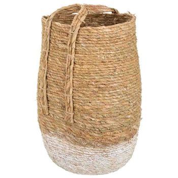 Capazo De Fibra Natural Marrón 27x33x48