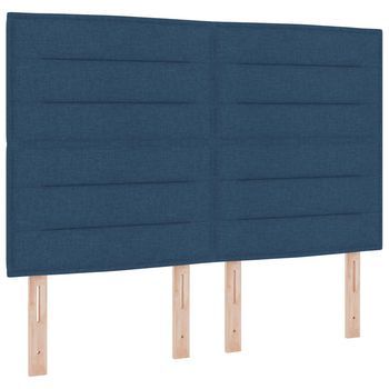 Cabecero Led Con Tiras Led Con Cabecera Manual Azul 160 Cm Tela Vidaxl