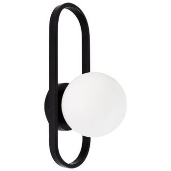 Lámpara De Pared Moderna Con Forma Geométrica Y Pantalla Esférica De Vidrio Opaco Negro Vardi