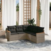 conjunto de sofas jardin con cojines 5 uds  mueble jardin mesa y sillas ratan sintetico gris cfw540994