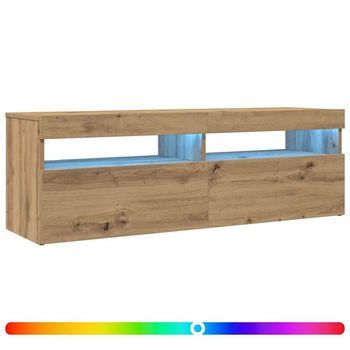 Mueble De Tv Luces Led Madera Roble Artisan 120x35x40 Cm Vidaxl