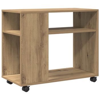 Mesa Auxiliar | Mesa De Apoyo Con Ruedas Madera Roble Sonoma 70x35x60 Cm