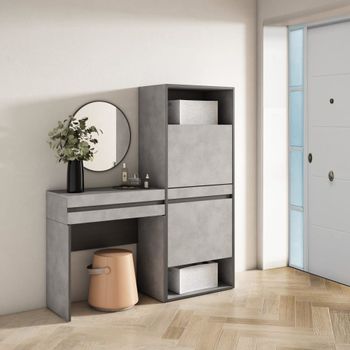 Consola entrada efecto madera cemento 130x35x145cm