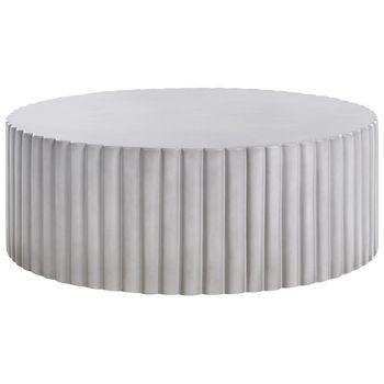 Mesa De Centro Mgo Fibra De Vidrio Tapa Redonda Resistente A Uv Manchas Óxido Agua Viento Moderno Gris Pozza