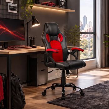 Silla Gaming Oficina, Silla Ordenador Ergonómica Con Reposabrazos Rojo Dormidán