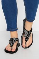 sandalias negras de flores en ancho especial