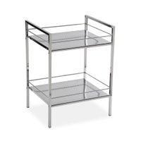 mueble de bano con 2 estantes en acero plateado