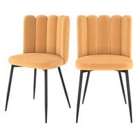 set de 2 sillas de terciopelo amarillo con patas de metal