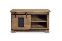 mueble televisor en madera de acacia y detalles en metal natural