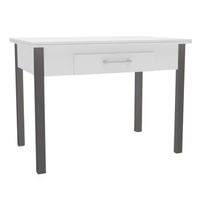 mesa de cocina sendai 4 plazas 2 cajones en color blanco y gris 110x75x70 cm