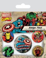 pyramid international set chapas marvel - chapas capitan america retro multicolor 10 x 125 x 13 cm