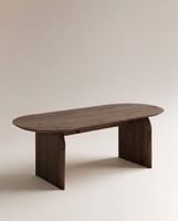mesa de comedor ovalada de madera maciza en tono nogal de 160x752cm